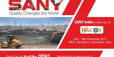 SANY will show how quality changes the world power at India Excon 2017